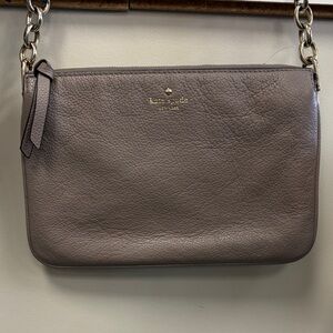 Kate Spade Taupe Leather Wristlet with Gold Chain